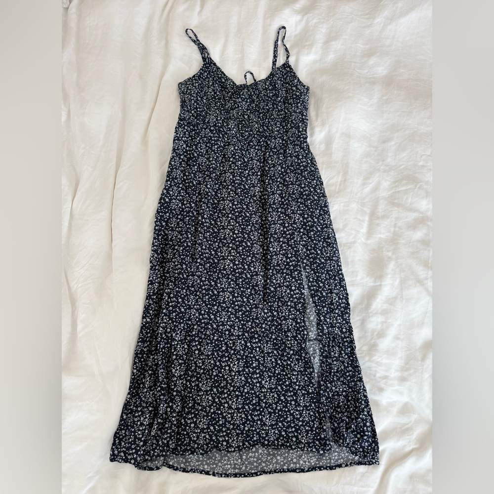 Hollister Blue and White Spaghetti Strap Sundress